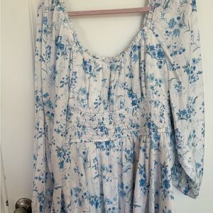 Arula Blue Floral Smocked Romper